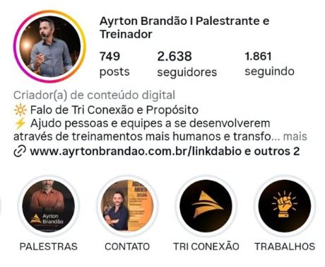 Perfil de Instagram do Ayrton Brand&atilde;o